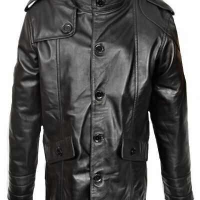 Short coat made of super soft GENUINE leather in black