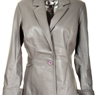 Leather blazer in noble business style grey