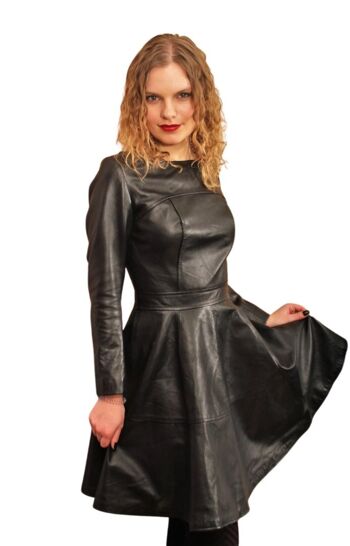 Robe en cuir style A DRESS en CUIR VÉRITABLE noir 2