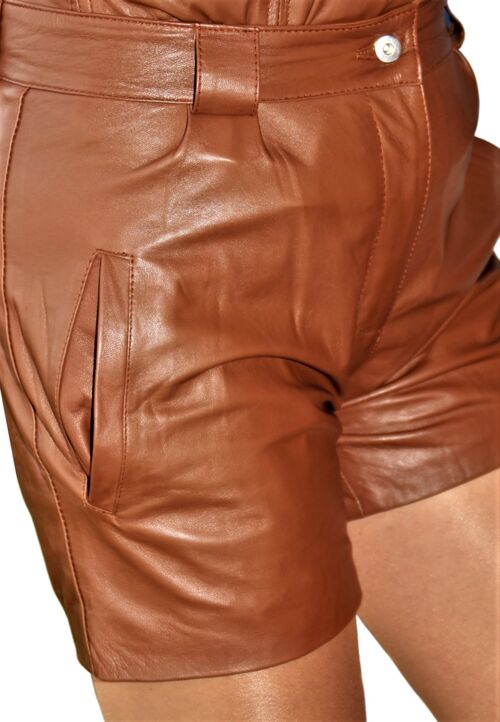 Leder-Shorts Hot Pants in ECHT-LEDER - ELEGANT Style cognac