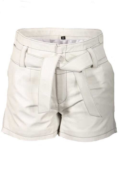 Leder-Shorts mit Gürtel aus ECHT-Leder elegant weiß