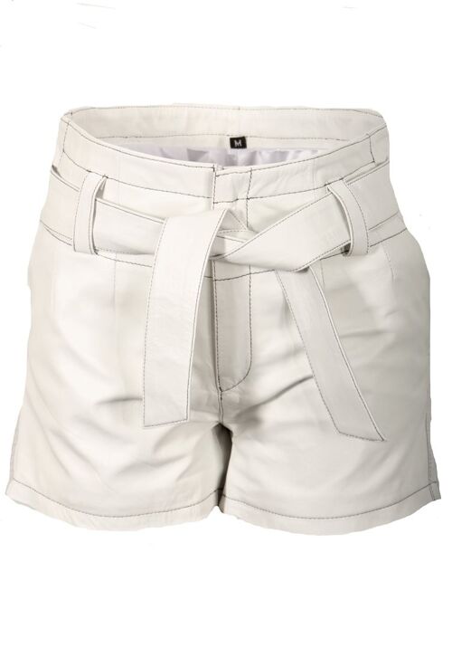 Leder-Shorts mit Gürtel aus ECHT-Leder elegant weiß und schwarz