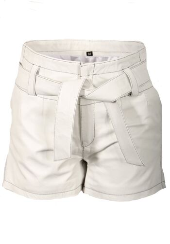 Short en cuir avec ceinture en cuir VRAI, élégant blanc et noir 1