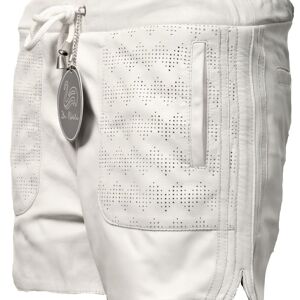 Pantalon de sport short en cuir en cuir VÉRITABLE blanc