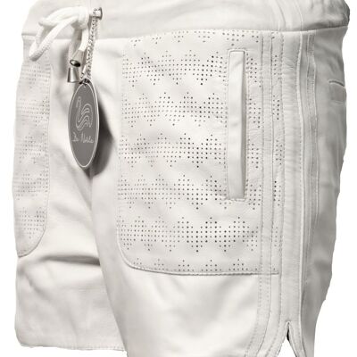 Leather shorts sports pants made of GENUINE leather white