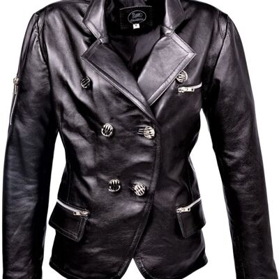 Leather blazer made of GENUINE leather in black