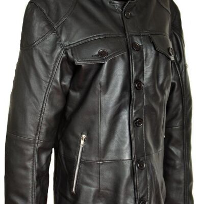 Camisa de cuero chaqueta de cuero hecha de cuero GENUINO en color negro