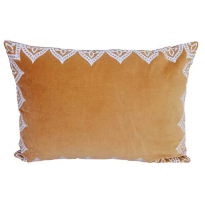 Coussin en velours Luka Jaune | 45x30cm | coussin oriental brodé