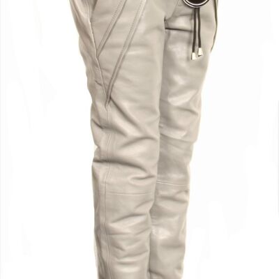 Leather pants noble style jogging pants in GENUINE LEATHER grey