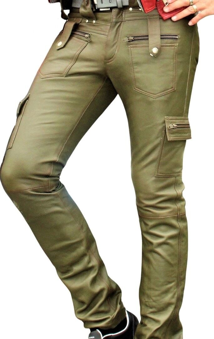 Buy wholesale Leather pants - Cargo Style USED LOOK in GENUINE