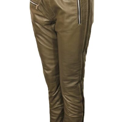 Pantalon en cuir façon pantalon de jogging moulant en CUIR VÉRITABLE femme