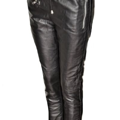 Leather pants as tight jogging pants in GENUINE LEATHER - men