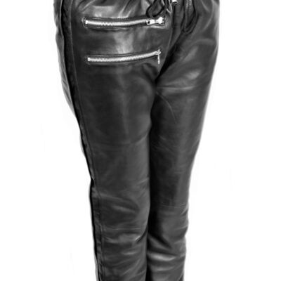 Leather pants as jogging pants GENUINE leather side stripes