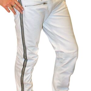 Pantalon en cuir comme pantalon de jogging en cuir VÉRITABLE blanc avec bandes latérales
