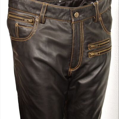 Leather pants as leather designer jeans in GENUINE leather