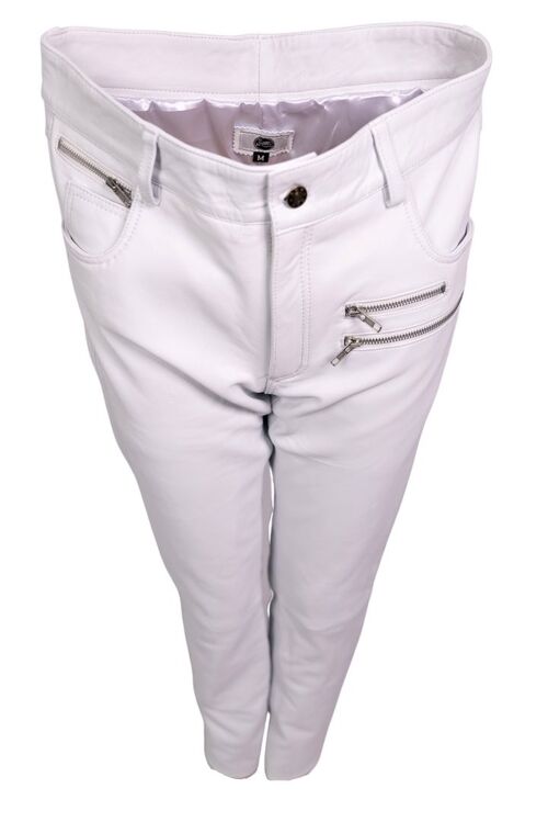 Lederhose als Leder Designer Jeans in ECHT-Leder in weiß