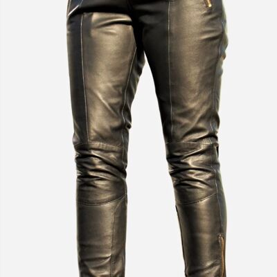 Leather pants made of GENUINE leather with a high waist