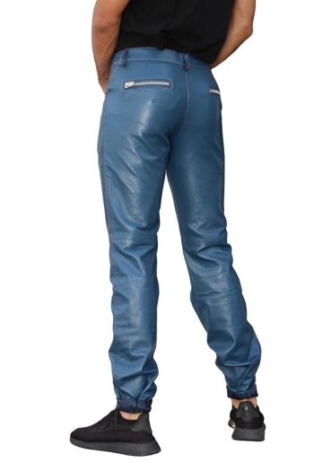 Pantalon en cuir en CUIR VÉRITABLE bleu pour homme 1