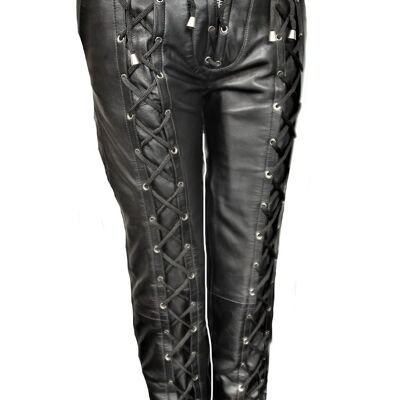 Leather pants Biker pants made of GENUINE leather with lacing