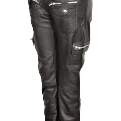 Leather pants in cargo style in soft GENUINE LEATHER for men