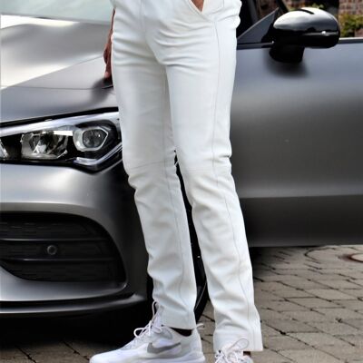 Pantalon de jogging en cuir VRAI cuir blanc