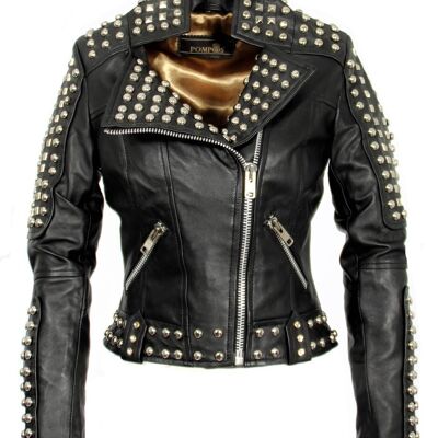 Leather jacket - biker jacket with studs POMPÖÖS