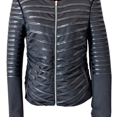 Leather jacket as a jacket with leather strips POMPÖÖS