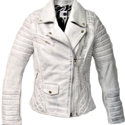 Leather jacket made of GENUINE leather USED LOOK white for men
