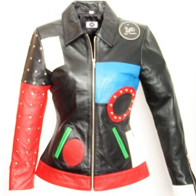 Leather jacket designer jacket made of GENUINE LEATHER with rivets / SALE