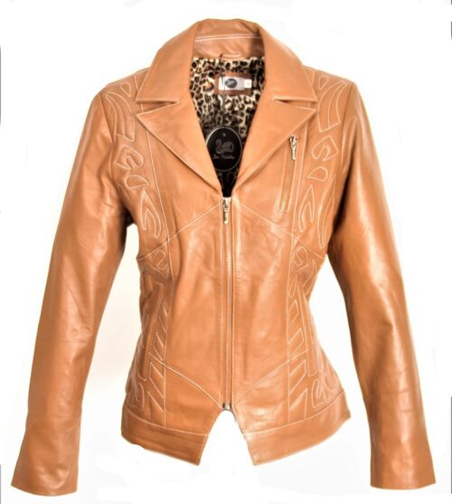 Lederjacke ECHT-Leder mit Steppung elegant in cognac