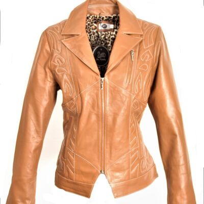 Lederjacke ECHT-Leder mit Steppung elegant in cognac