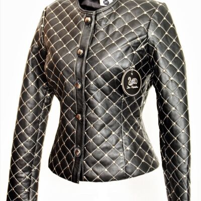 Leather jacket elegant in GENUINE LEATHER with small rivets