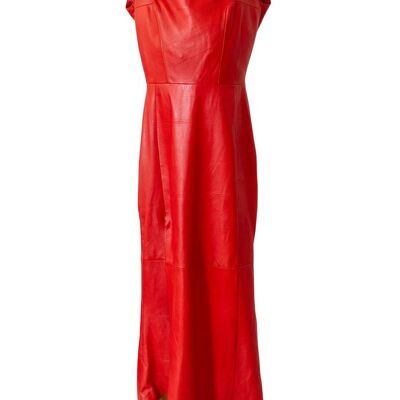 Vestido de cuero hecho de CUERO AUTÉNTICO festivamente elegante en rojo POMPÖÖS