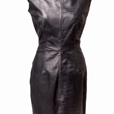 Leather dress GENUINE LEATHER elegant in knee-length in black