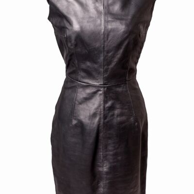 Robe en cuir GENUINE LEATHER élégante au genou en noir