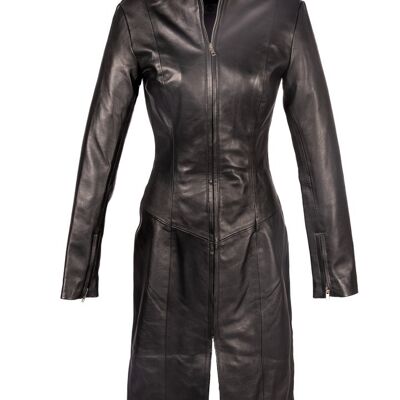 Leather coat - leather dress made of GENUINE LEATHER with zipper