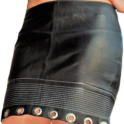 Leather skirt made of GENUINE leather cool black with rivets