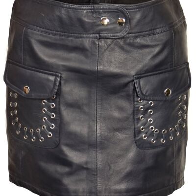 Leather skirt made of soft GENUINE leather with pockets