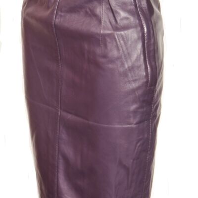 Falda de cuero falda lápiz hecha de cuero GENUINO púrpura