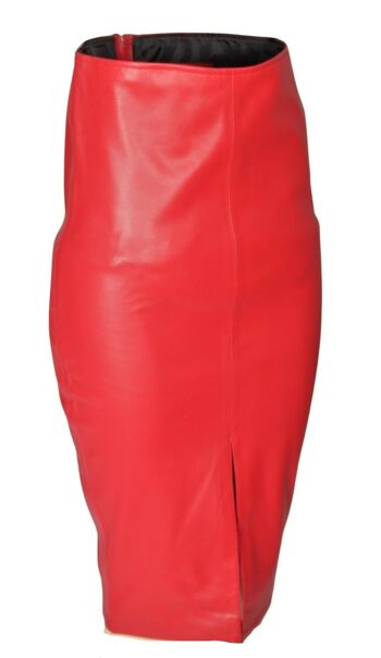 Jupe en cuir Jupe crayon taille haute en cuir VÉRITABLE rouge