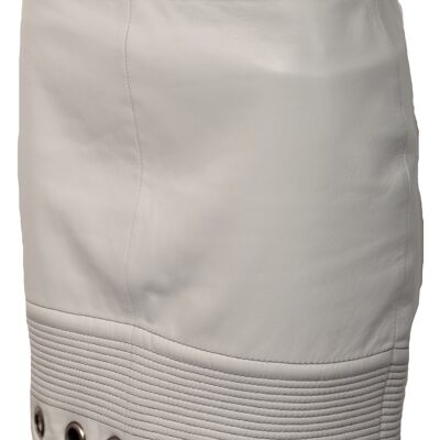 Leather skirt GENUINE leather - white with rivets