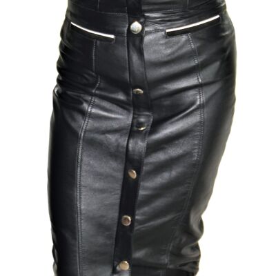 Leather skirt in midi length with HIGH WAIST made of GENUINE LEATHER