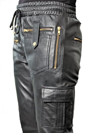 Pantalon de jogging design noir en cuir VÉRITABLE 2