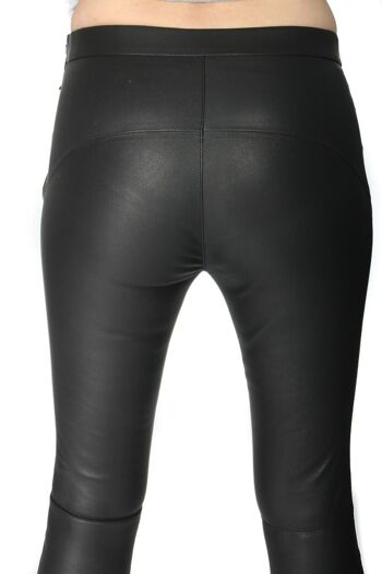 Pantalon en cuir stretch comme leggings en cuir VÉRITABLE noir avec fermetures à glissière 7