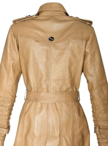 Trench-coat en cuir véritable manteau en cuir sable - beige 4