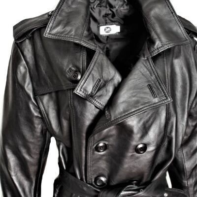 Trench coat as real leather leather coat black for men