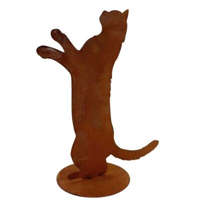 Gatto decorativo in metallo "Felino" | Patina per vivere e decorare il giardino, figura di gatto