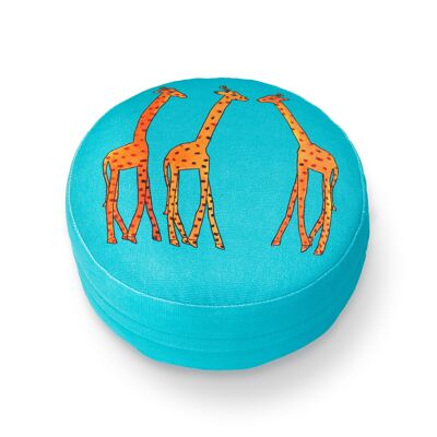 Meditation Cushion Giraffe | Mindful Communication | Blue - Mini [Very Light Travel Pillow]