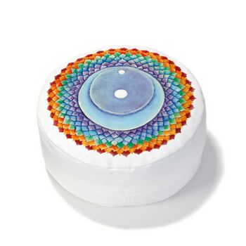 Coussin de méditation Sahasrara | Chakra de la couronne (connectivité) | Blanc - Mini [Coussin de Voyage Très Léger]