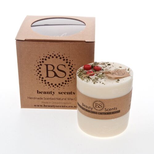 Medium Peppermint Scented Soy Candle With Red Berries box of 6